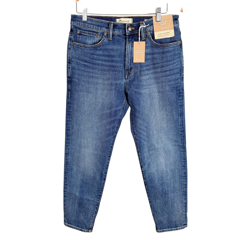 Madewell Relaxed Taper Stretch Selvedge Jeans Mens Actual 30x29 Barrington Wash - Picture 2 of 10